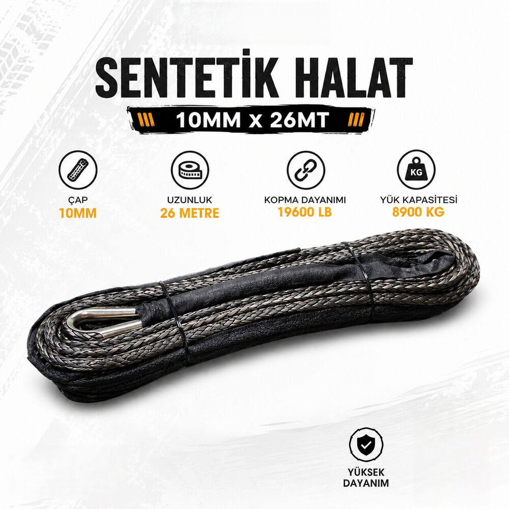 Mongrel Sentetik Halat 10mm 26mt (SİYAH) 19600 LB