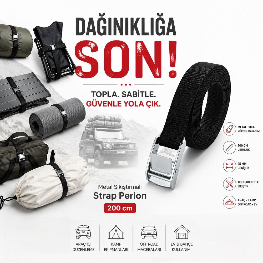Metal Sıkıştırmalı Strap Perlon 200 cm