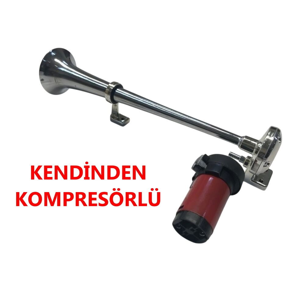 Korna Marine Krom Tek Borulu Motorlu 12V