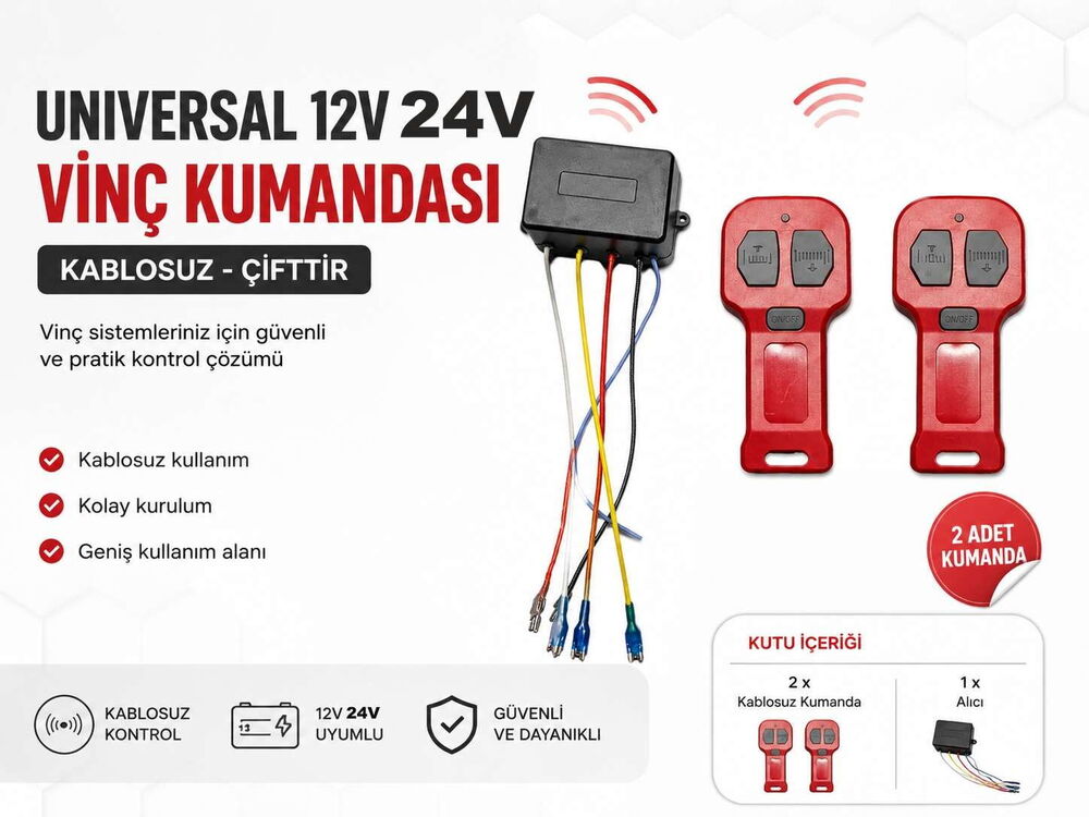 Universal Vinç Kumandası Kablosuz Çifttir 12/24v