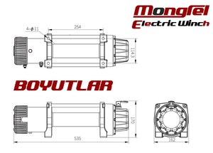  MONGREL 13000 LB Çelik Halatlı Vinç (Ledli Kontrol Ünitesi)