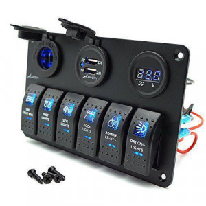  Rock Light Control & USB 12V Panel - 6'lı Rocker Switch