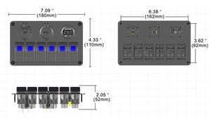  Rock Light Control & USB 12V Panel - 6'lı Rocker Switch