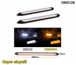 Universal Kayar Sinyalli LED Gündüz Farı 345 mm – Beyaz / Turuncu