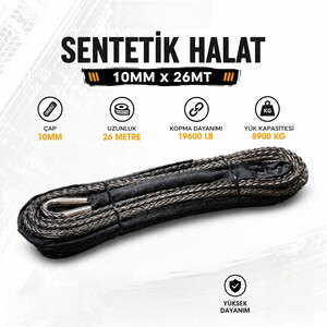 Mongrel Sentetik Halat 10mm 26mt (SİYAH) 19600 LB