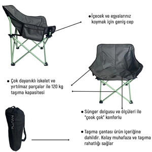  Platan Chair Ones-MH Yer Kaplamaz Hafif Katlanır Kamp Piknik Sandalyesi