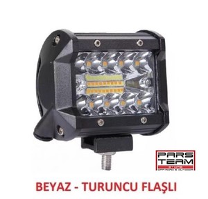 54W 18 LED TURUNCU BEYAZ BAR KARE (DELİCİ) ÇAKARLI 5 MODLU