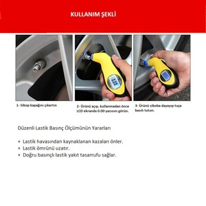  LCD Ekranlı Dijital Lastik Hava Basınç Ölçer